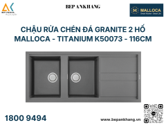  Chậu rửa chén đá Granite 2 hố Malloca - TITANIUM K50073 - 116cm